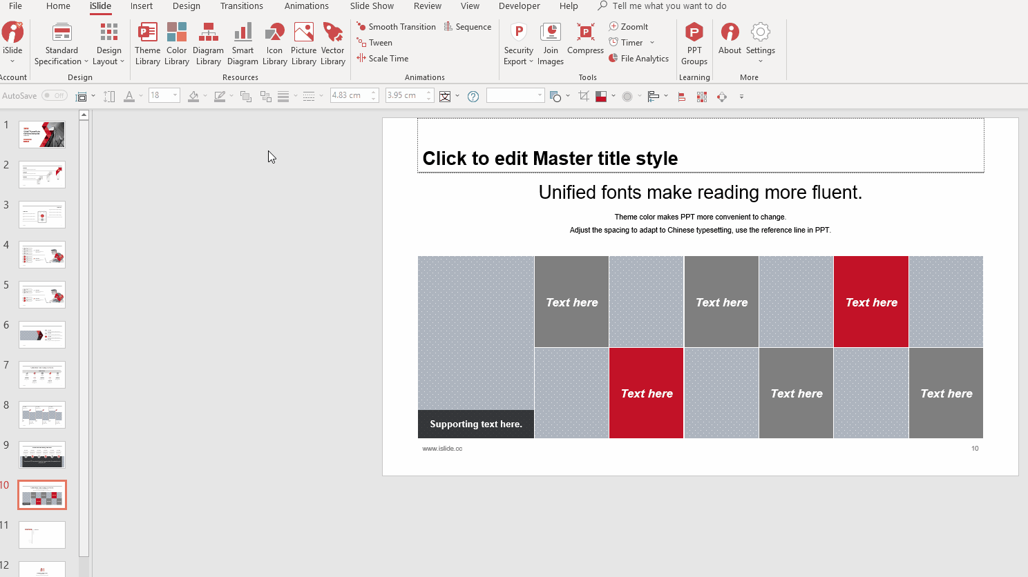 Click and edit the Master Style if needed