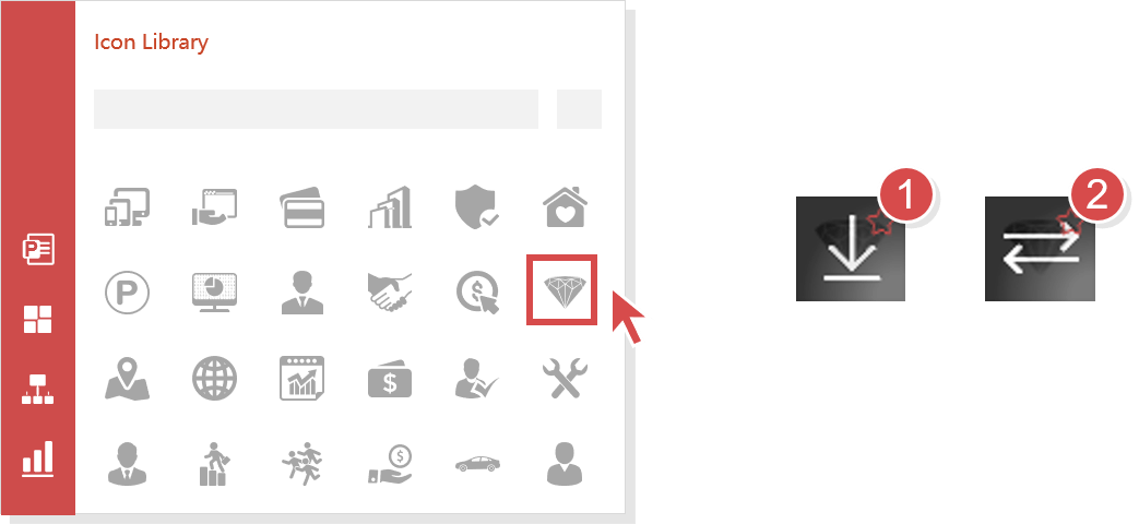 Hovering Icons - download or replace