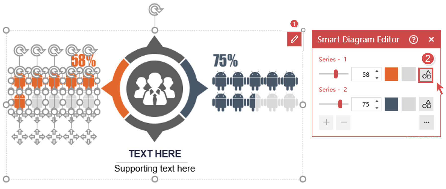 Replacing icons in a smart diagram