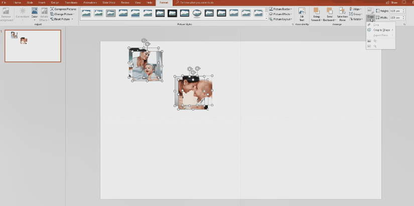 iSlide inserting pictures and in Matrix diamond format.