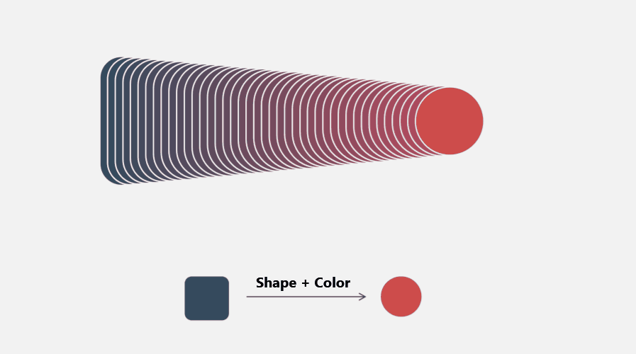 Tween example 2 - transforming shape and color at the same time