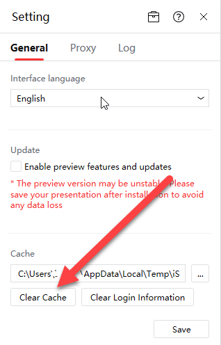 the iSlide empty cache posibilities and options